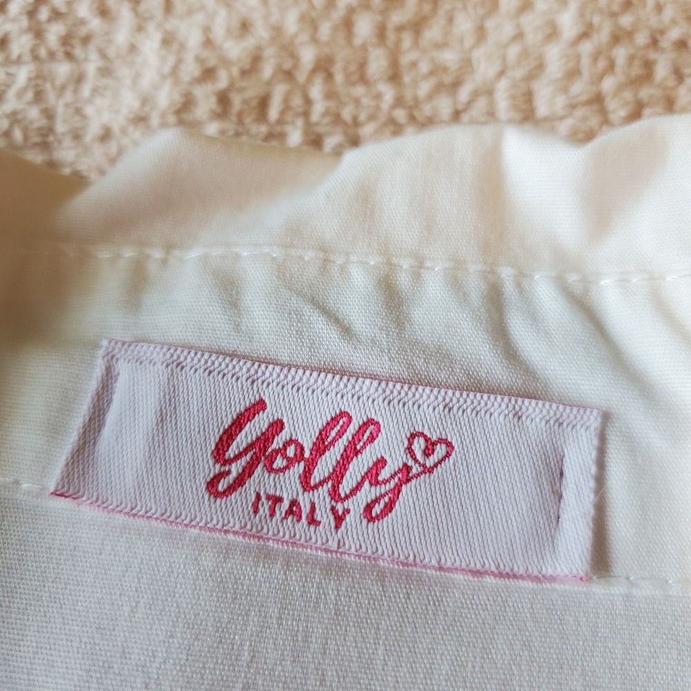 Yolly Italy White Button Down Shirt High Low Crossover Back Blouse Womens‎ L - Picture 3 of 7